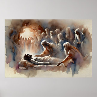 Jesu Begravning – Akvarell Kristet Konst Poster