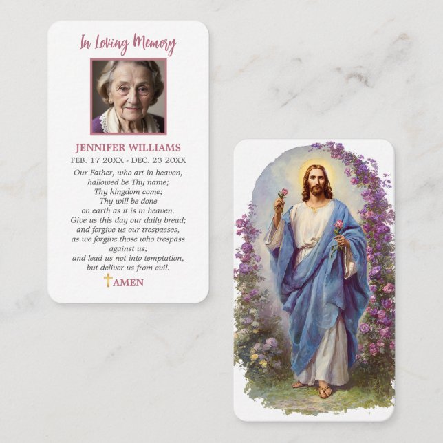 Jesu Begravnings Minneshögtid Sympati Bön Kort (Fram/baksida)