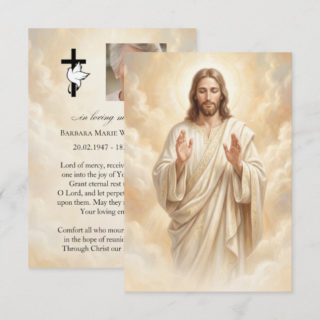 Jesu Begravningsbön 3,5 x 5 tum kort (Fram/baksida)