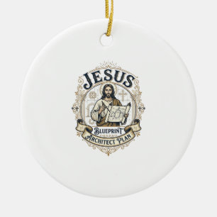Jesu Blueprint Arkitekt Plan Jesus Blueprint Båge Julgransprydnad Keramik
