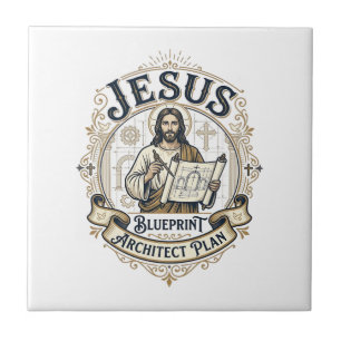 Jesu Blueprint Arkitekt Plan Jesus Blueprint Båge Kakelplatta
