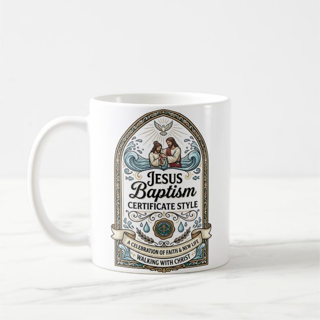 Jesu Dopscertifikat Stil Jesu Dopscertifikat Kaffemugg (Vänster)