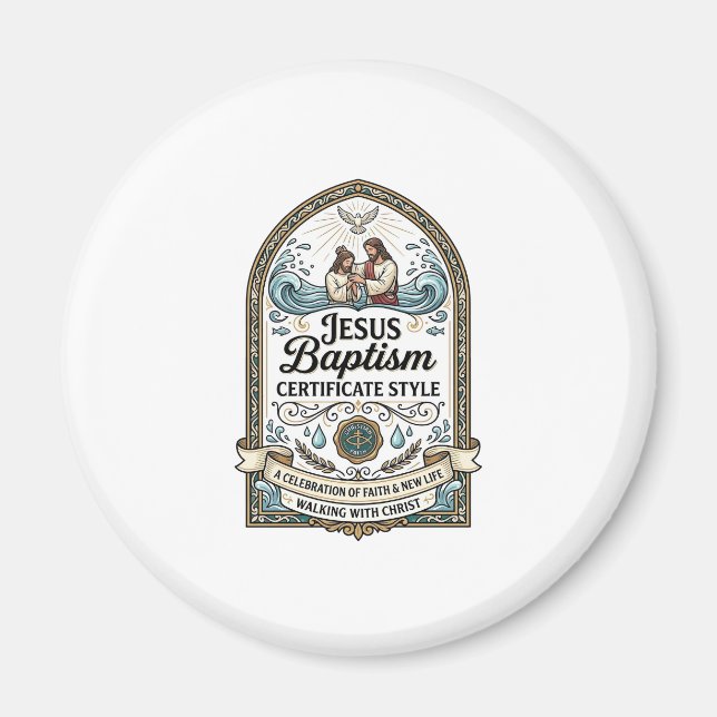 Jesu Dopscertifikat Stil Jesu Dopscertifikat Magnet (Framsidan)