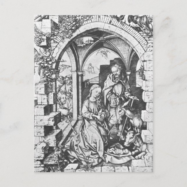 Jesu födelse (av Martin Schongauer) Vykort (Framsida)
