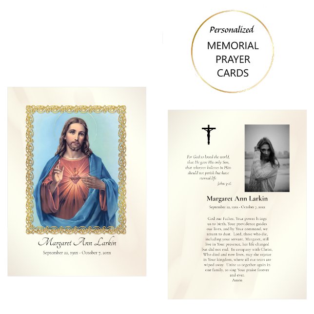 Jesu heliga hjärta begravningsbönkort      placeringskort (Skapare uppladdad)