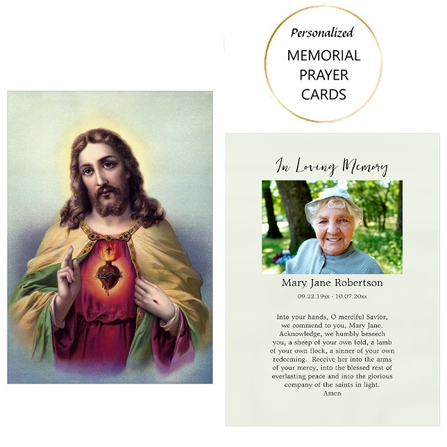 Jesu heliga hjärta begravningsbönkort      placeringskort (Skapare uppladdad)