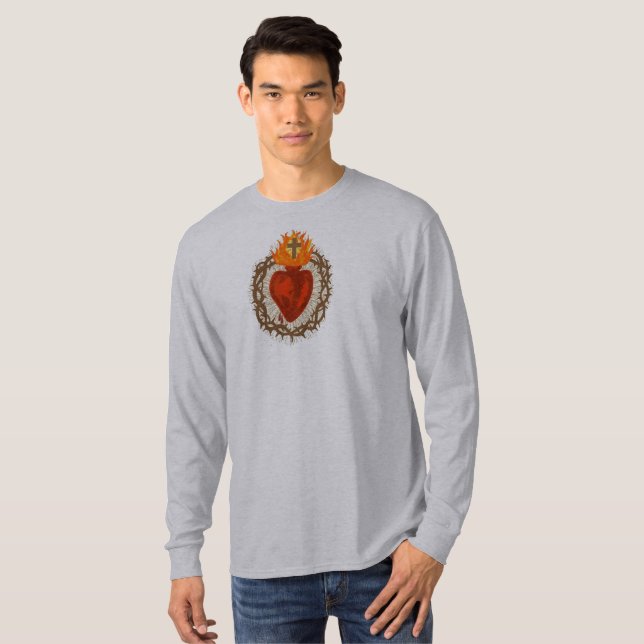 Jesu heliga hjärta herr långärmad t-shirt (Hel framsida)