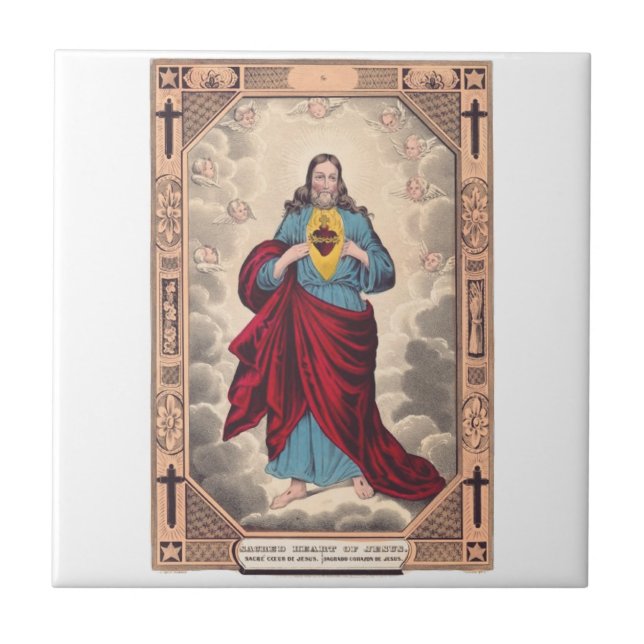 Jesu heliga hjärta kakelplatta (Framsidan)