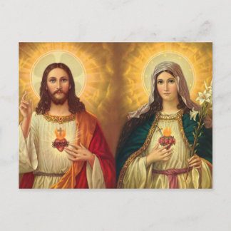 Jesu heliga hjärta och Maria Vykort