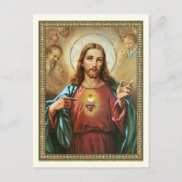 Jesu heliga hjärta religiös vintage  vykort