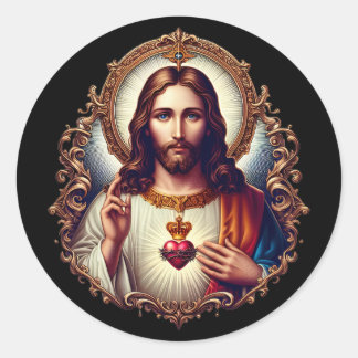 Jesu heliga hjärta runt klistermärke