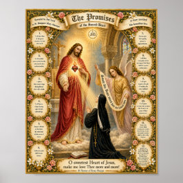 Jesu heliga hjärta tolv löften katolsk poster