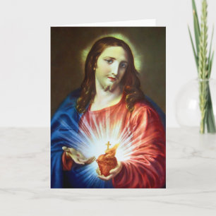 Jesu heliga hjärta Vintage hälsning Kort