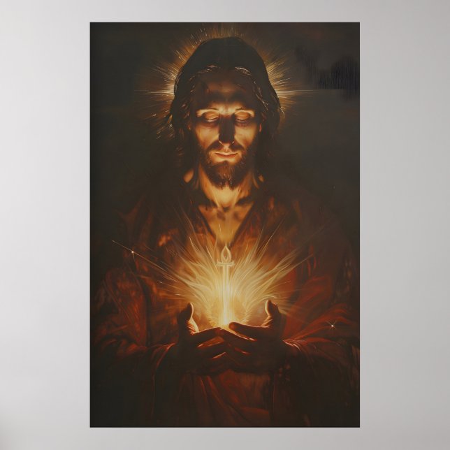Jesu Hjärta Konstmålning Poster (Framsidan)