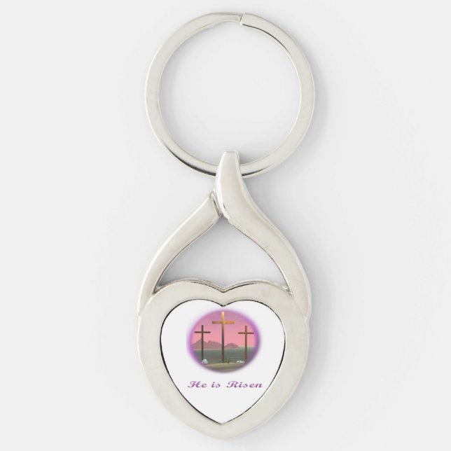 Jesu konstgåvor twisted heart silverfärgad nyckelring (Framsidan)