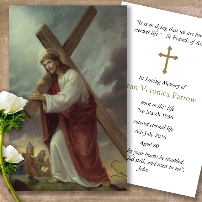 Jesu Kor Funeral Memorial Prayer Sympathy Cards Visitkort (catholic, religious, celebration of life, in loving memory of, prayer cards for bereavement)
