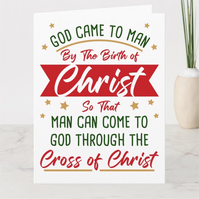 Jesu Kristi födelse och korsfästelse Jul Tro Kort (Framsida)
