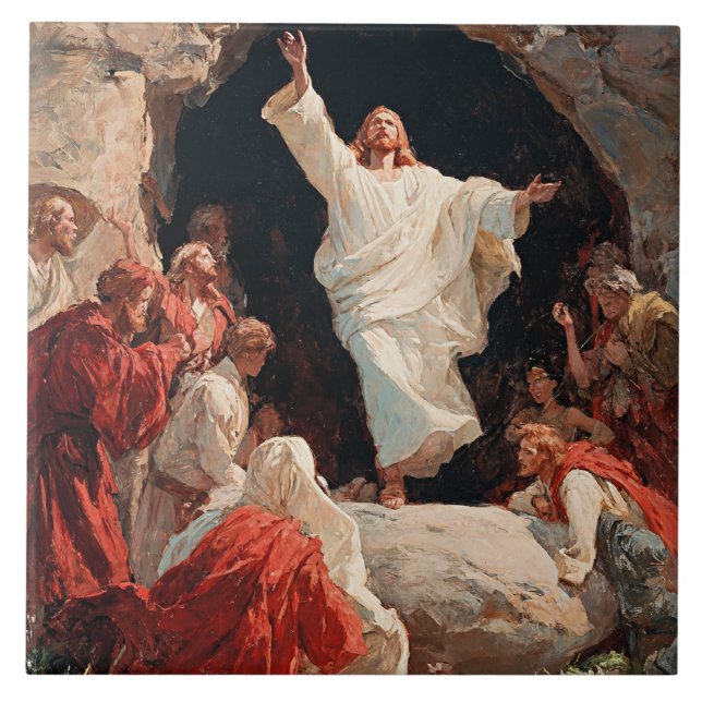 Jesu Kristi uppståndelse från graven Kakelplatta (Framsidan)