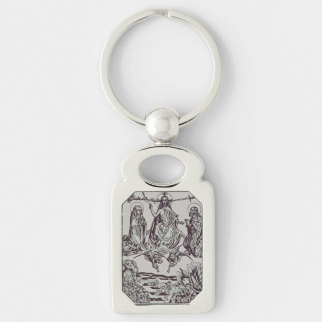 Jesu Kristus är universums domare Rektangulärt Silverfärgad Nyckelring (Framsidan)