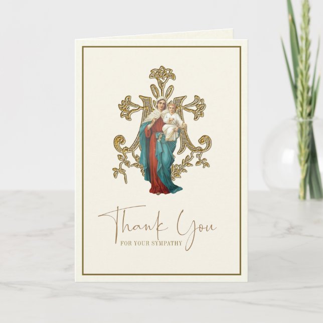 Jesu Maria Katolsk Begravning Kondoleans Tack Kort (Framsida)