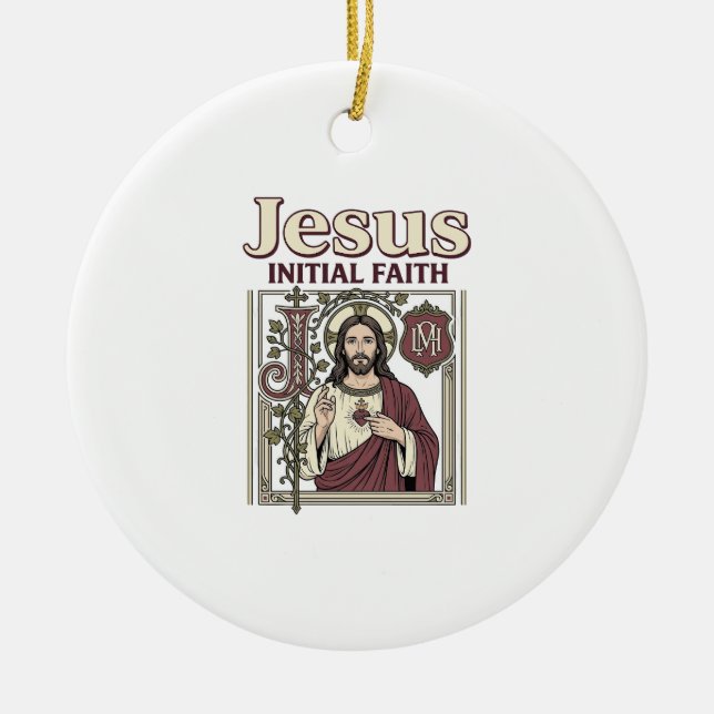 Jesu monogram initial tro Jesu monogram initia Julgransprydnad Keramik (Framsidan)
