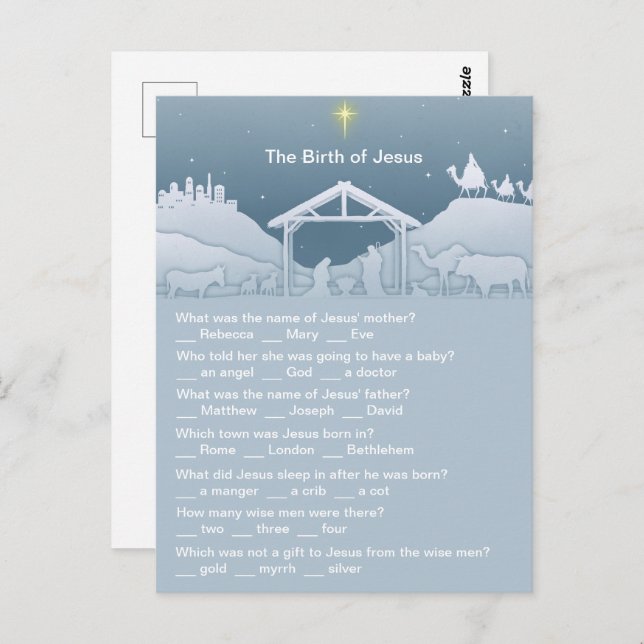 Jesu Roligt Jul Trivia Vykort (Fram/baksida)