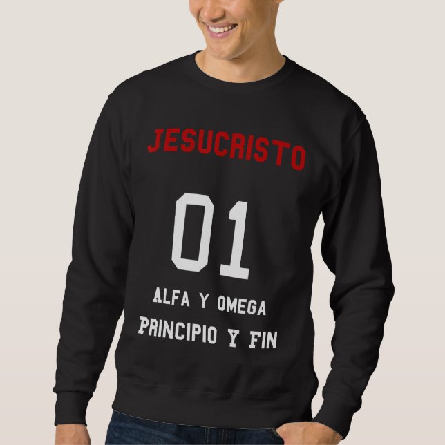 Jesucristo Alfa y Omega Principio y Fin Christian Lång Ärmad Tröja (Framsida)