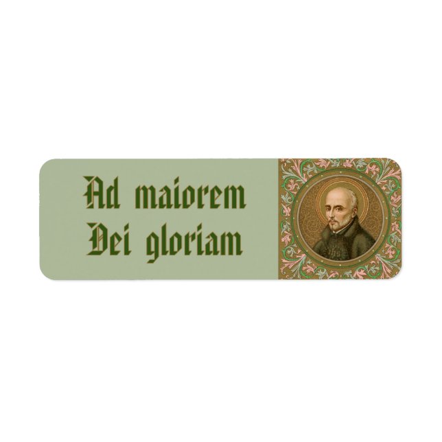 Jesuit Motto av St Ignatius Loyola (BK 50; Latin) Returadress Etikett (Framsidan)