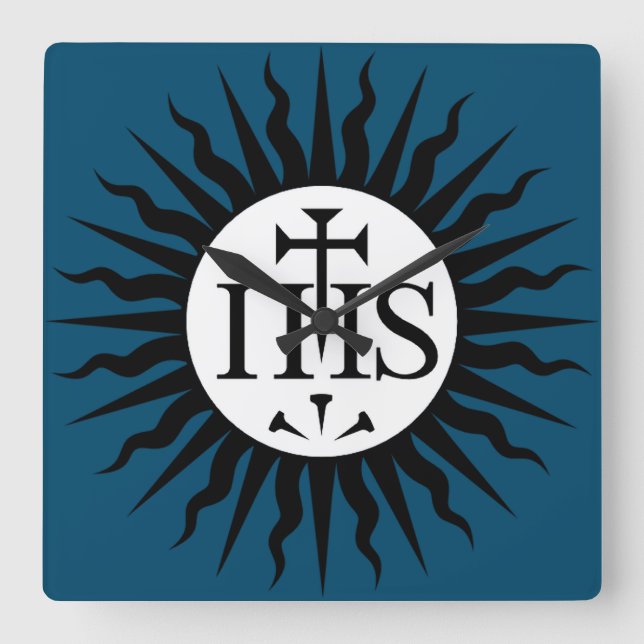 Jesuitorden Emblem Monogram Fyrkantig Klocka (Framsida)