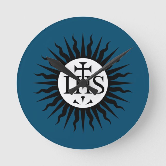 Jesuitorden Emblem Monogram Rund Klocka (Framsida)