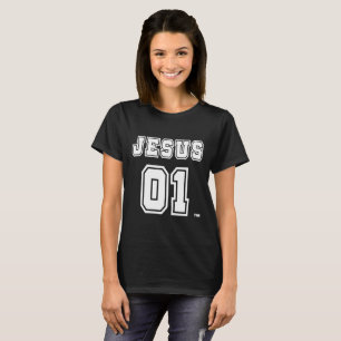 Jesus 01 kvinna mörka t-skjorta. Jesus är NUMRER T-shirt