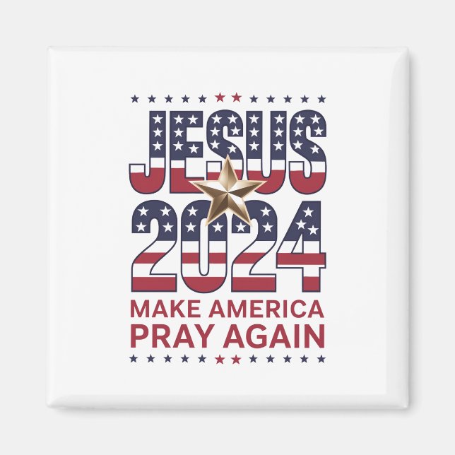Jesus 2024 Låt Amerika Be Om Hjälp Igen Magnet (Framsidan)