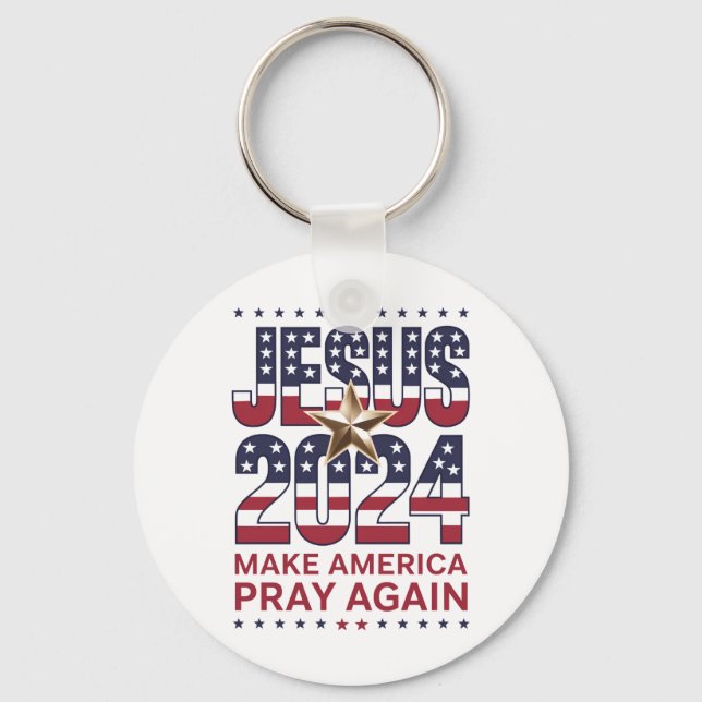 Jesus 2024 Låt Amerika Be Om Hjälp Igen Nyckelring (Framsida)