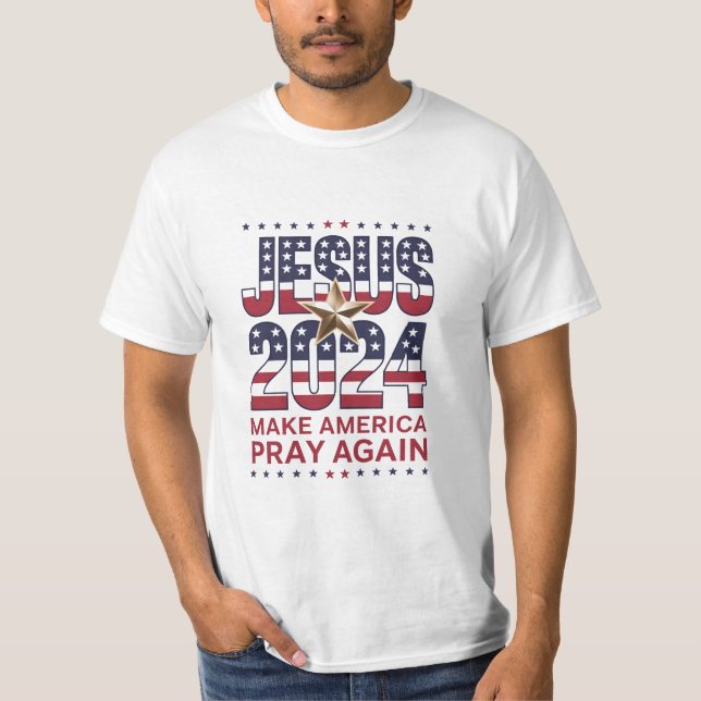 Jesus 2024 Låt Amerika Be Om Hjälp Igen T Shirt (Framsida)