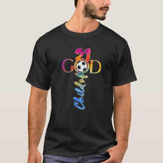 JESUS 21 ÅR GUDS BARN FOTBOLL 21-ÅRIG FÖDELSEDAG P T SHIRT