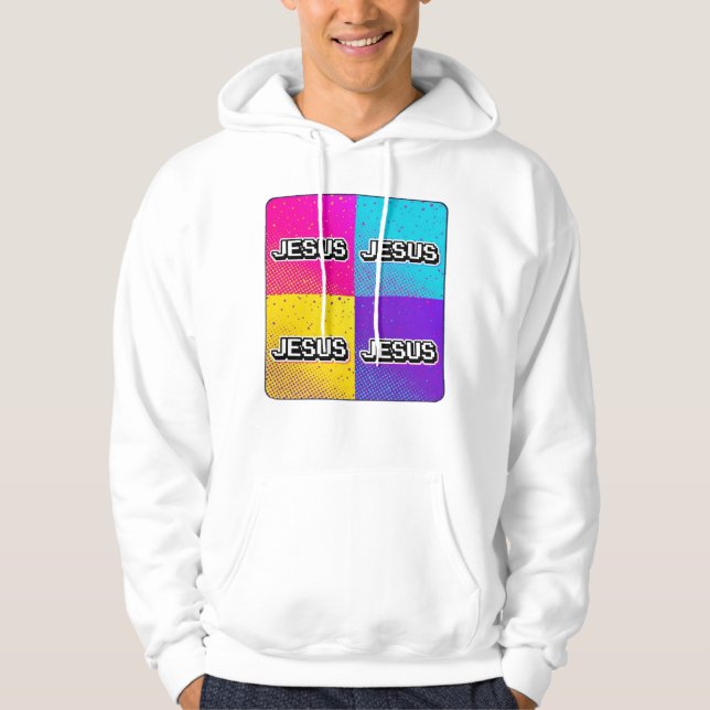 JESUS - 4 Square  Hoodie (Framsida)