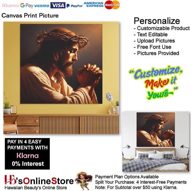 Jesus 8 Kanvastryck Bild (Jesus Praying Biblical Christian Canvas Print Picture 8.)