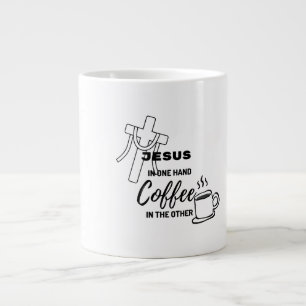 Jesus å ena sidan, kaffe å den andra jumbo mugg