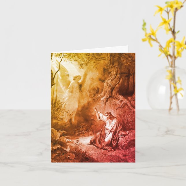 Jesus Agony i Garden Art Note Card Kort (Gul blomma)