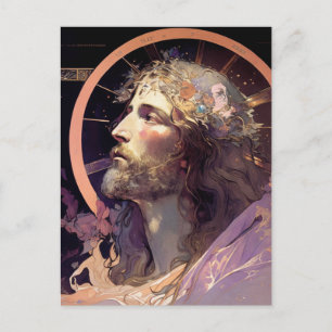 Jesus AI-genererat vykort för fastfärgat glas