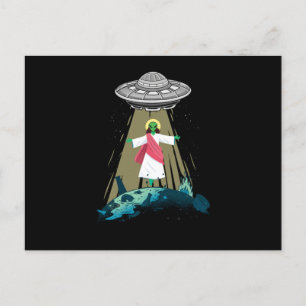 Jesus Alien Abduction UFO Believer Utomjordingars Vykort