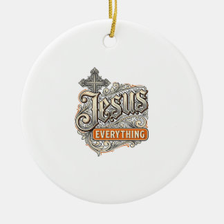 Jesus Allt Vintage Kristet Typografi Desi Julgransprydnad Keramik