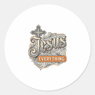 Jesus Allt Vintage Kristet Typografi Desi Runt Klistermärke