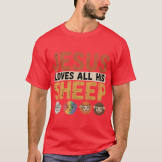 Jesus älskar alla hans får Kristendom Regnbåge HBT T Shirt