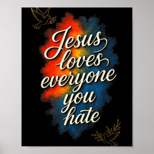 Jesus älskar alla - kristen trosmeddelande poster