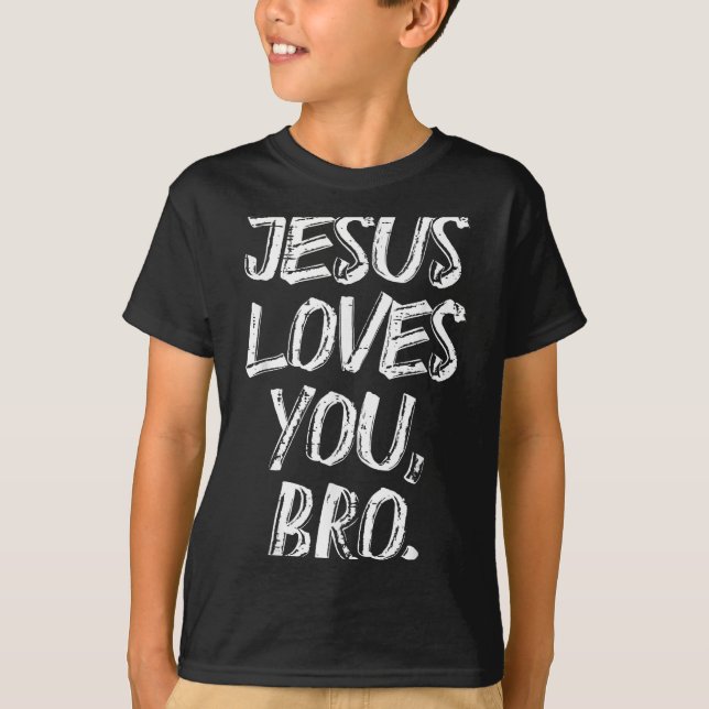 Jesus älskar bror religiös Gud Jesus kristna barn T Shirt (Framsida)
