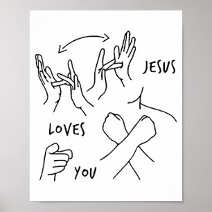 Jesus älskar dig asl teckenspråk kristen poster