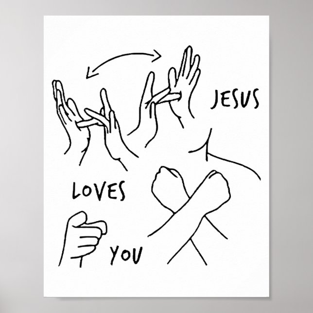 Jesus älskar dig asl teckenspråk kristen poster (Framsidan)
