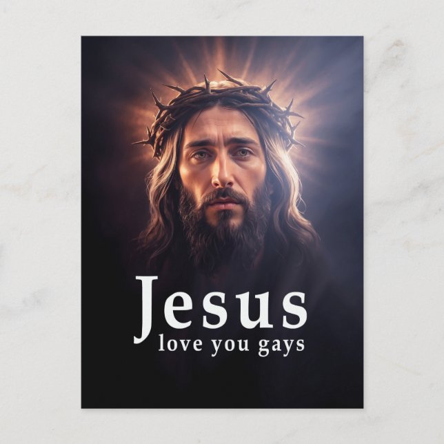 Jesus älskar dig bög vykort (Framsida)