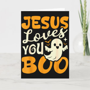 Jesus älskar dig Boo kristen Halloween-spöke Rolig Kort